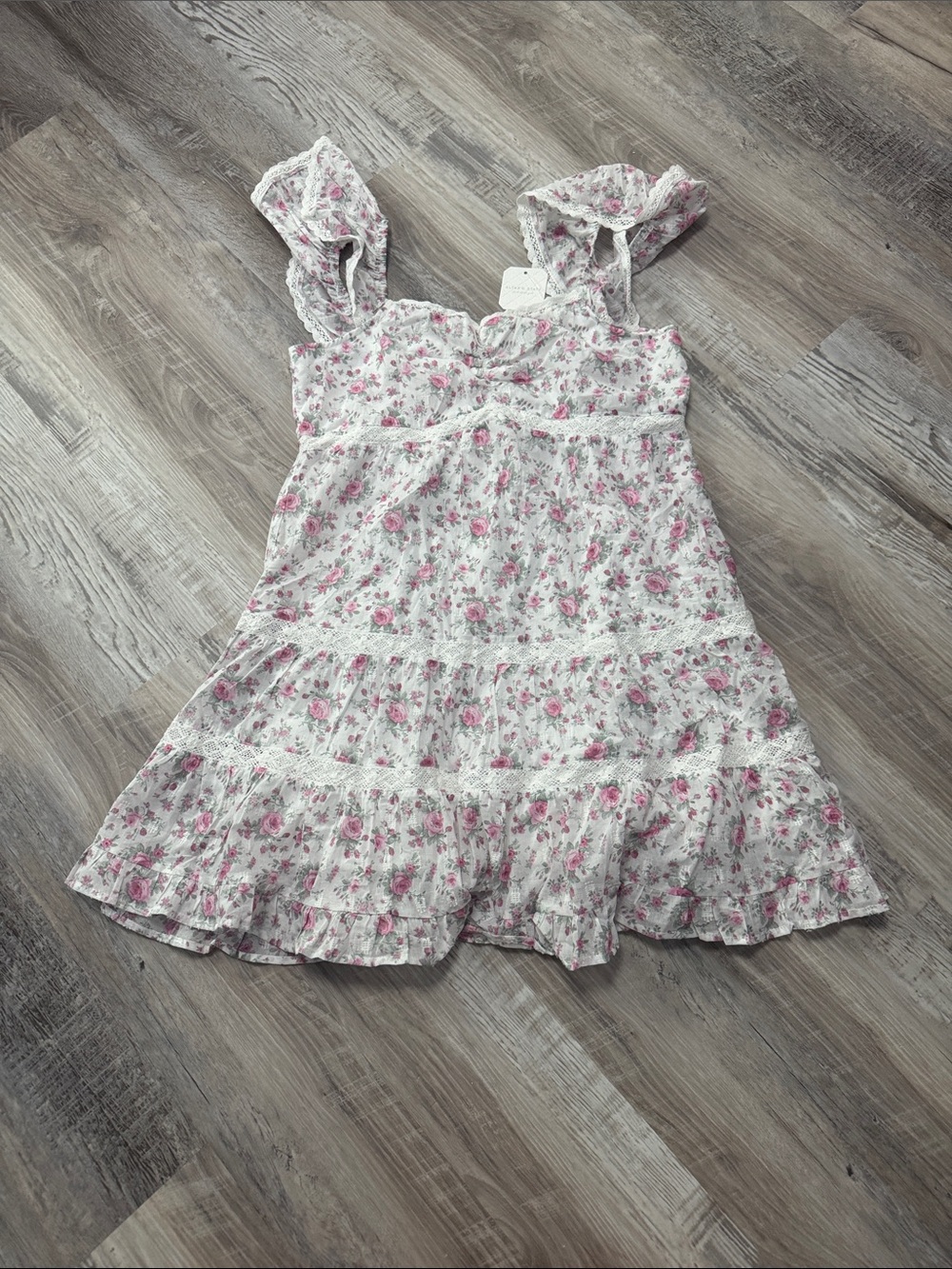 Altar'd State White Dress with Pink Floral Print
